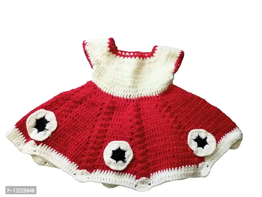 ARUNA KULLU HANDLOOM Hand Made New Born Baby Woolen Knitted Sweater Set (3Pcs Suit) for Kids BABIES (Unisex) (red frock)-thumb2