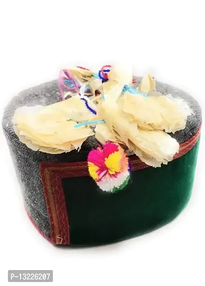 ARUNA KULLU HANDLOOM Traditional KULLU Cap with Flowers ON TOP-thumb3