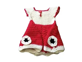 ARUNA KULLU HANDLOOM Hand Made New Born Baby Woolen Knitted Sweater Set (3Pcs Suit) for Kids BABIES (Unisex) (red frock)-thumb3