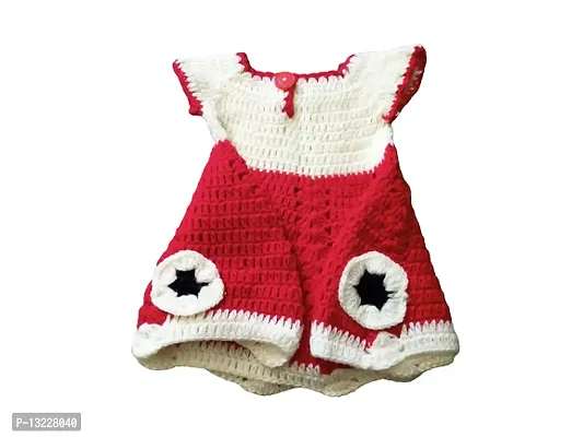 ARUNA KULLU HANDLOOM Hand Made New Born Baby Woolen Knitted Sweater Set (3Pcs Suit) for Kids BABIES (Unisex) (red frock)-thumb4