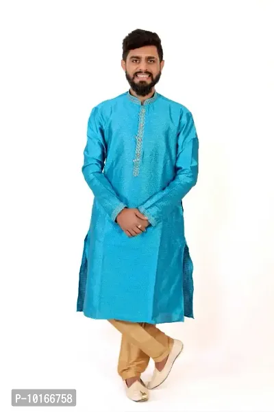 Classic Silk Printed Kurta Set for Men-thumb0