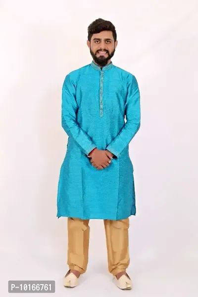 Classic Silk Printed Kurta Set for Men