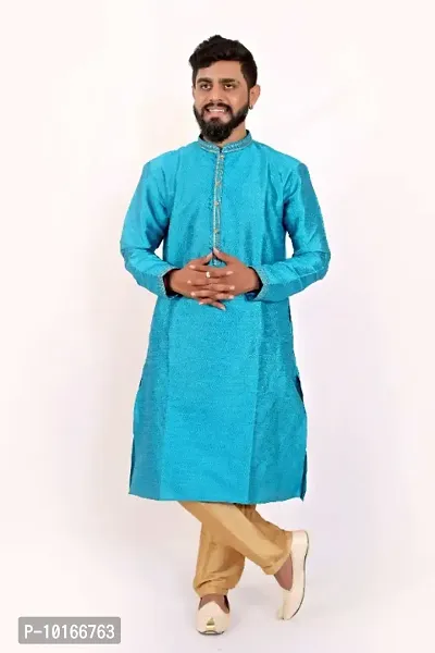 Classic Silk Printed Kurta Set for Men