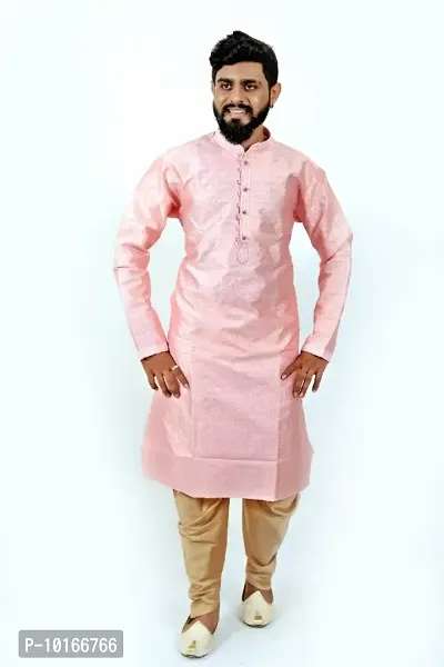 Classic Silk Printed Kurta Set for Men