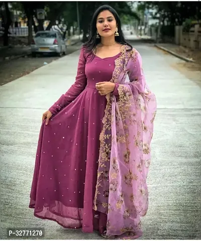 Stylish Cotton Silk Stitched Anarkali Gown for Women with Dupatta