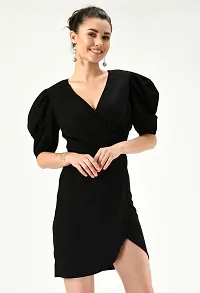 Stylish Black Cotton Blend Solid Dress For Women-thumb2