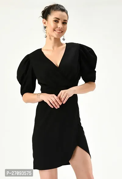 Stylish Black Cotton Blend Solid Dress For Women-thumb3