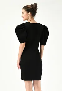 Stylish Black Cotton Blend Solid Dress For Women-thumb1