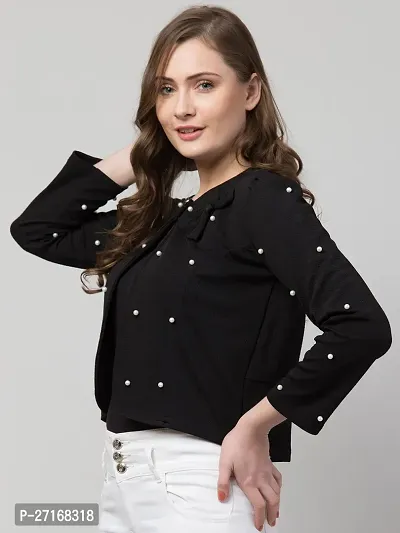 Stylish Black Polyester Solid Shrugs For Women-thumb3