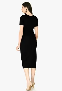 Stylish Black Cotton Blend Solid Dress For Women-thumb1