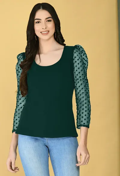 Solid Top with Fancy Net Sleeve