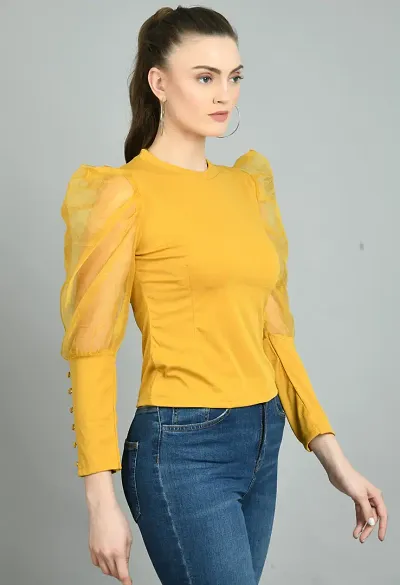 Solid Top with Net Sleeve Top