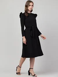 Women Fit and Flare Black Dress-thumb2
