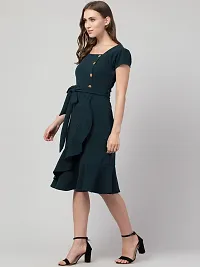 Women Fit and Flare Green Dress-thumb2