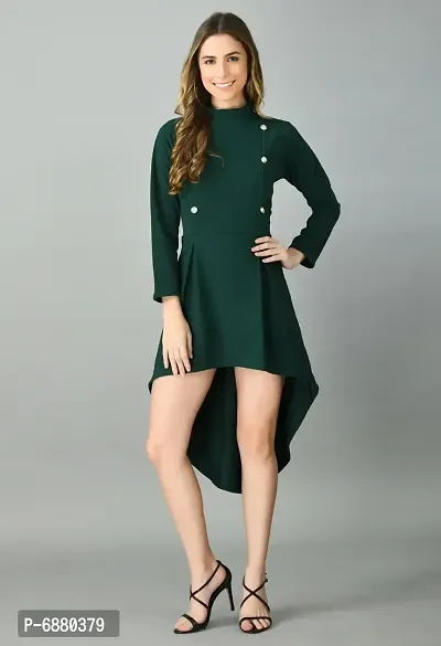 Women High Low Green Dress