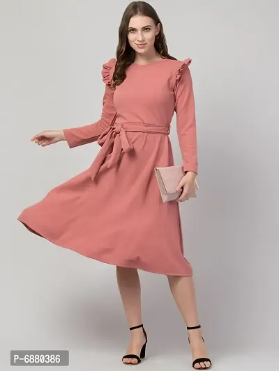 Women Fit and Flare Pink Dress-thumb3