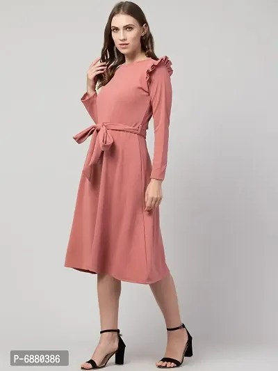 Women Fit and Flare Pink Dress-thumb0