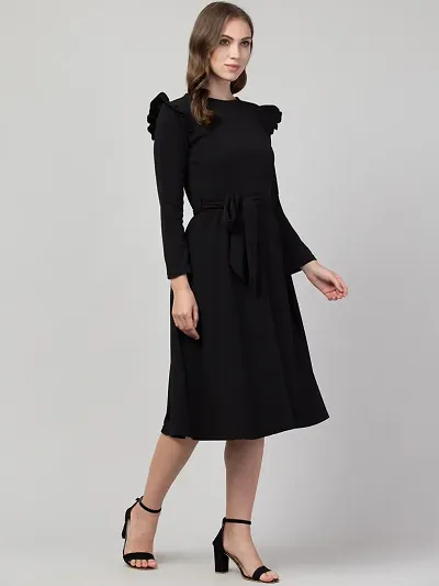 Solid Full Sleeve Casual wear Dress