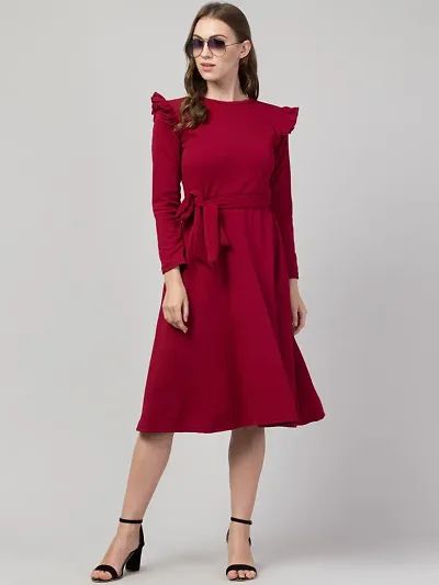 Solid Full Sleeve Casual wear Dress