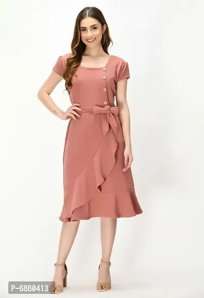 Women Fit and Flare Pink Dress-thumb0