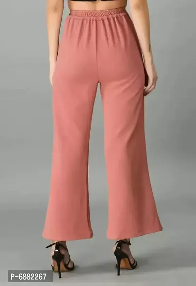 Flared Women Pink Trousers-thumb2