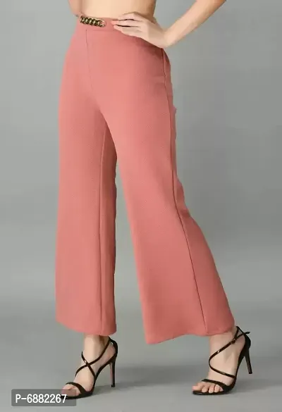 Flared Women Pink Trousers-thumb0