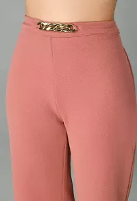 Flared Women Pink Trousers-thumb4