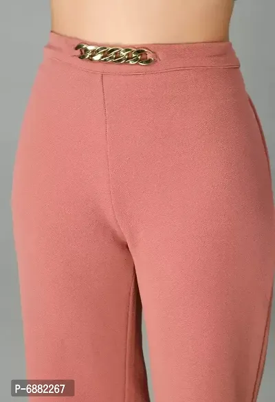 Flared Women Pink Trousers-thumb5