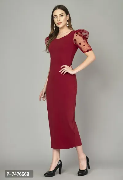 Stylish Fancy Cotton Blend Half Puff Sleeve Dresses For Women