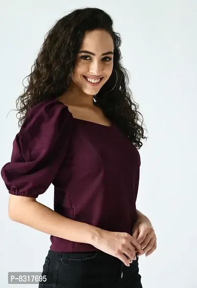 Stylish Georgette Purple Solid Crop Top For Women-thumb3