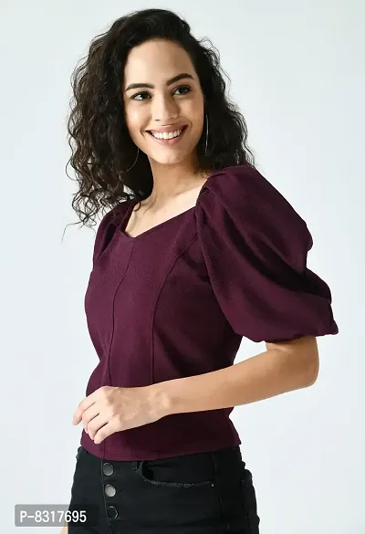 Stylish Georgette Purple Solid Crop Top For Women-thumb2