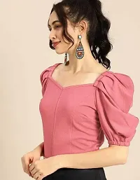 Stylish Georgette Pink Solid Crop Top For Women-thumb2