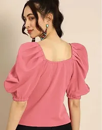 Stylish Georgette Pink Solid Crop Top For Women-thumb1