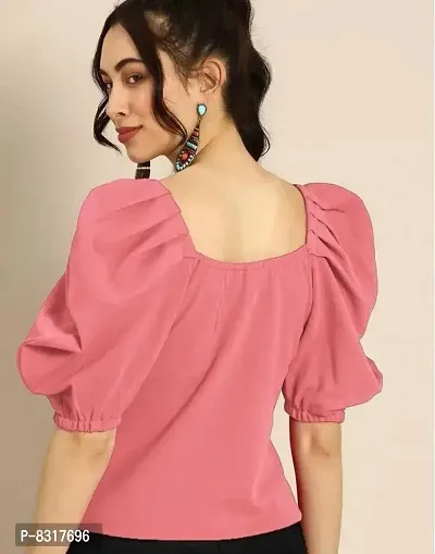 Stylish Georgette Pink Solid Crop Top For Women-thumb2