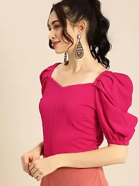 Elegant Cotton Blend Pink Solid Top For Women-thumb2