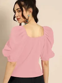 Elegant Cotton Blend Pink Solid Top For Women-thumb1