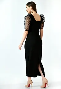 Trendy Polyester Black Solid Dress For Women-thumb1