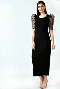 Trendy Polyester Black Solid Dress For Women-thumb2