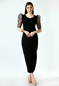 Trendy Polyester Black Solid Dress For Women-thumb4