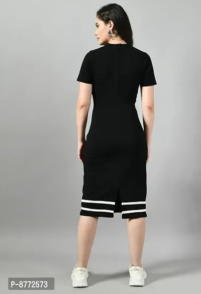 Trendy Polyester Black Solid Dress For Women-thumb2