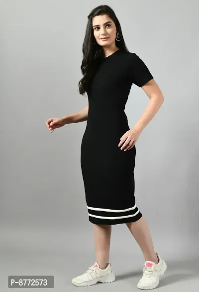 Trendy Polyester Black Solid Dress For Women-thumb4