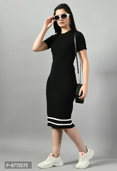Trendy Polyester Black Solid Dress For Women-thumb5
