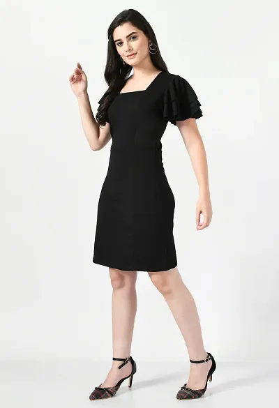 Western Latest Trendy Solid Blend Dress For Women