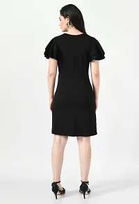 Trendy Polyester Black Solid Dress For Women-thumb1