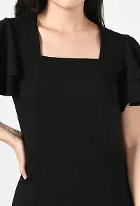 Trendy Polyester Black Solid Dress For Women-thumb2