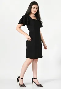 Trendy Polyester Black Solid Dress For Women-thumb3