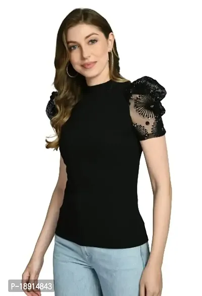 Puff Sleeve Chiffon Top for Women's