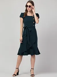 Stylish Blue Cotton Blend Solid Dress For Women-thumb3