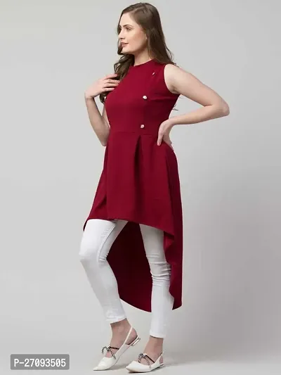 Stylish Red Cotton Blend Solid Dress For Women-thumb0