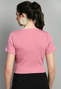 Elegant Pink Polyester Solid Crop Length For Women-thumb3